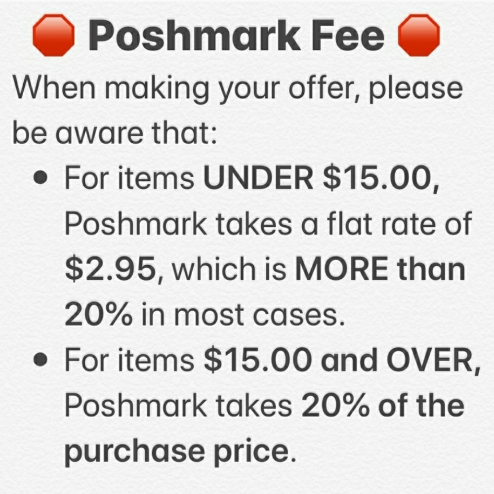 Remember Poshmark Fee is 20%